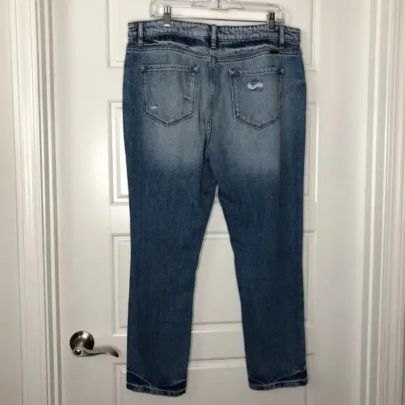 KanCan Womens Artemis High Rise Boyfriend Distressed Jeans Size 13/30 Med Wash - Picture 2 of 11